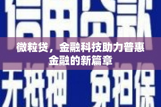 囊谦微粒贷，金融科技助力普惠金融的新篇章