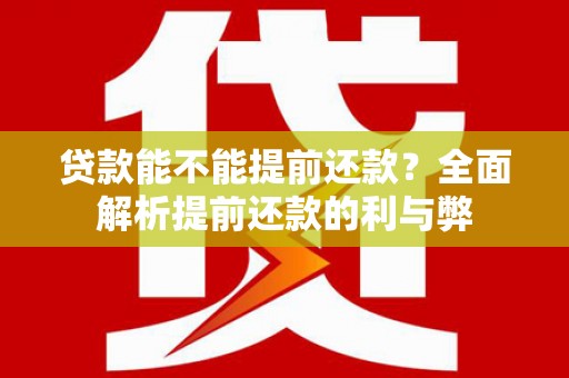 囊谦贷款能不能提前还款？全面解析提前还款的利与弊
