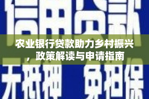 囊谦农业银行贷款助力乡村振兴，政策解读与申请指南