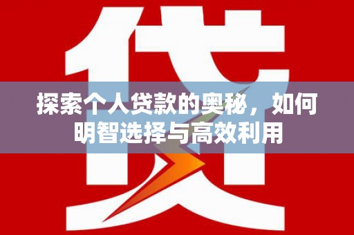 囊谦探索个人贷款的奥秘，如何明智选择与高效利用