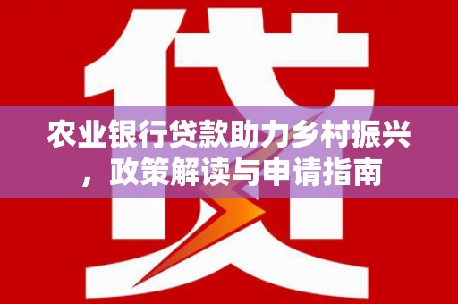 囊谦农业银行贷款助力乡村振兴，政策解读与申请指南