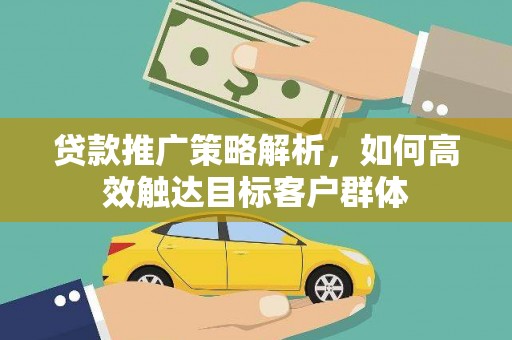 囊谦贷款推广策略解析，如何高效触达目标客户群体