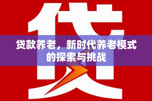 囊谦贷款养老，新时代养老模式的探索与挑战