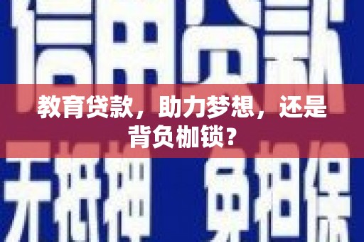 囊谦教育贷款，助力梦想，还是背负枷锁？