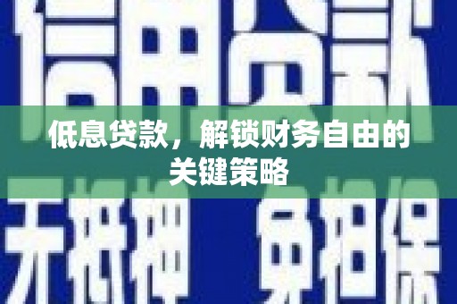 囊谦低息贷款，解锁财务自由的关键策略