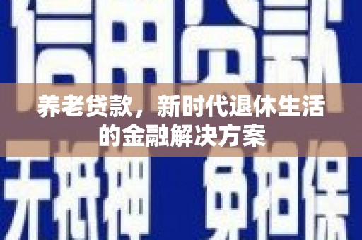 囊谦养老贷款，新时代退休生活的金融解决方案